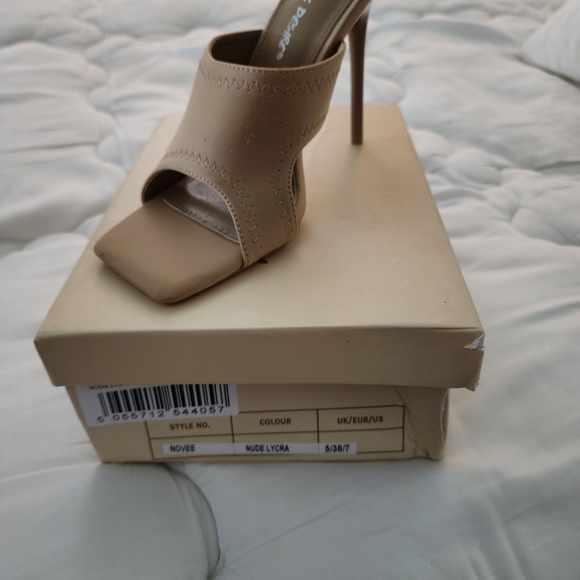 Public Desire Shoes - Public Desire Nude Lycra Heels